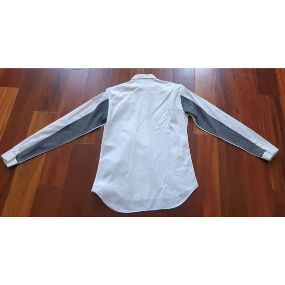 Dior Paris Men's Button-Up Shirt White Gray Sleeves Logo Casual Designer M/ 39 - Picture 7 of 11
